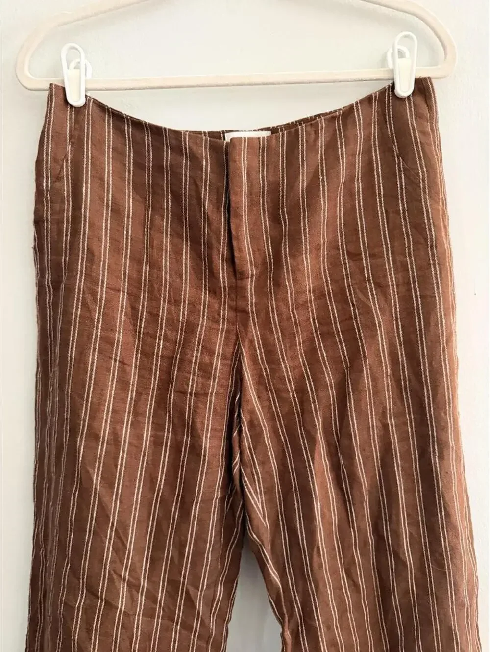 Reformation Vida Linen Low Rise Pants in Boardwalk Stripe